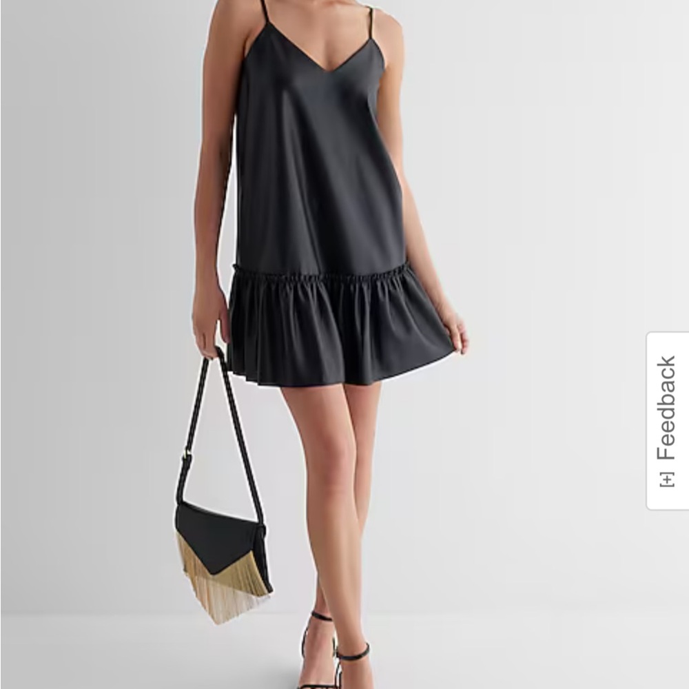 Express Faux Leather V-Neck Downtown Cami Mini Shift Dress